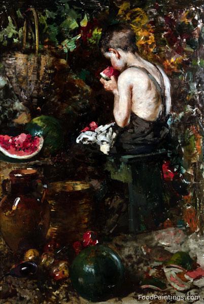 A Young Boy Eating a Watermelon - Vincenzo Irolli