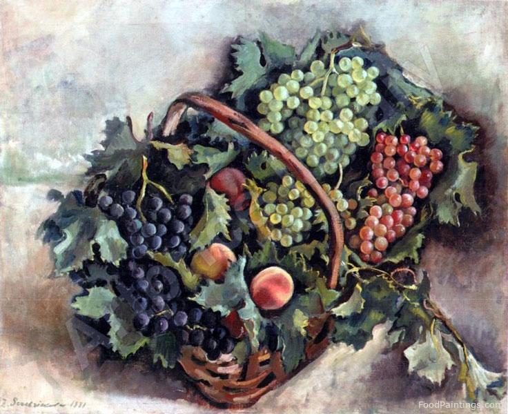 Basket with Grapes and Peaches - Zinaida Serebriakova - 1931