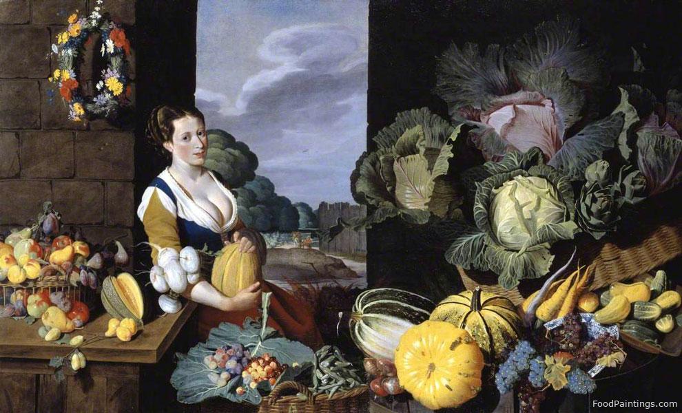 Cookmaid with Still Life of Vegetables and Fruit - Nathaniel Bacon - c. 1620-1625