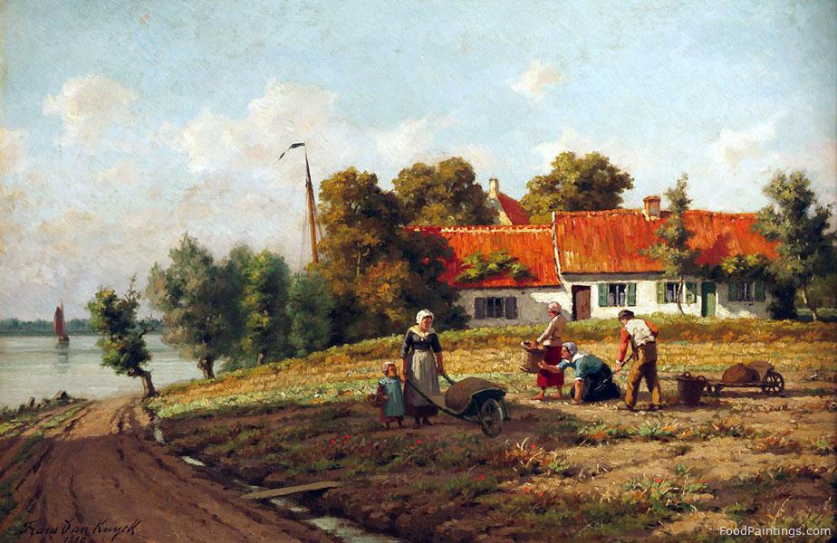 Farmers on the Field at the Edge of the Scheldt - Frans van Kuyck