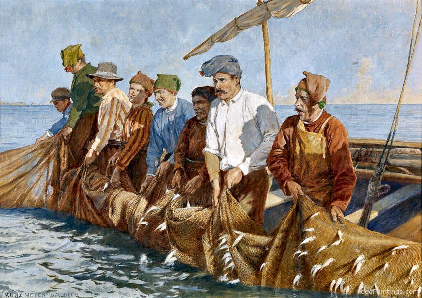 Fishermen Pulling in Their Catch - Kunz Meyer Waldeck