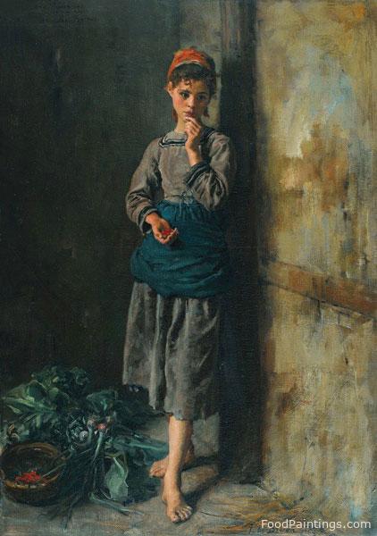 Little Girl Eating Cherries - Jules Breton - 1876