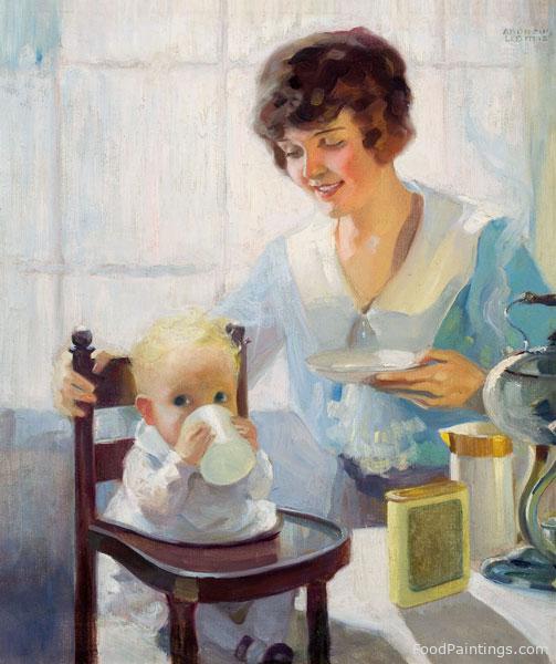 Mother and Baby at Breakfast - Andrew Loomis