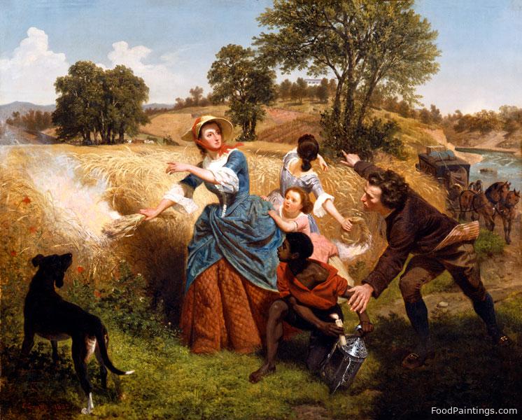 Mrs Schuyler Burning Her Wheat Fields on the Approach of the British - Emanuel Gottlieb Leutze - 1852