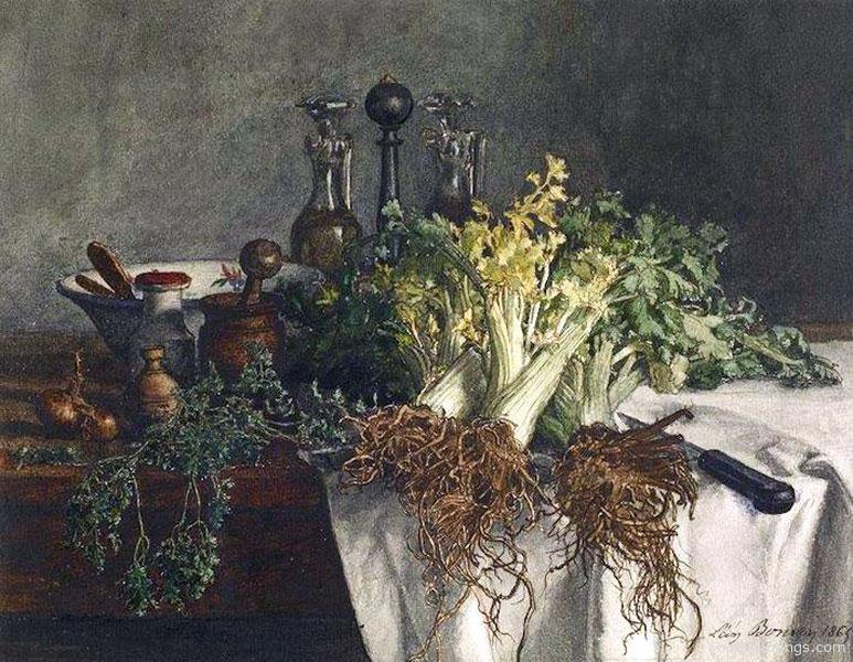 Still Life with Vegetables - Leon Bonvin - 1865