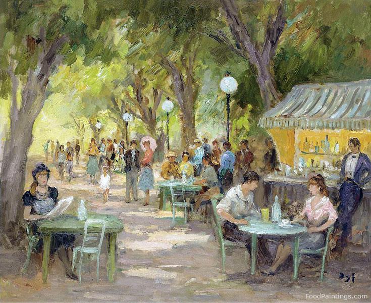 The Cafe at Champs Elysees - Marcel Dyf
