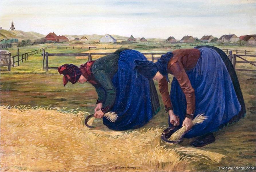 Two Women from Sonderho Harvesting Grain - Johan Rohde - 1910
